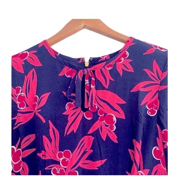 Draper James Women's 8 Flared Elbow Sleeve Shift Dress Navy Pink Preppy Coastal - Picture 4 of 12